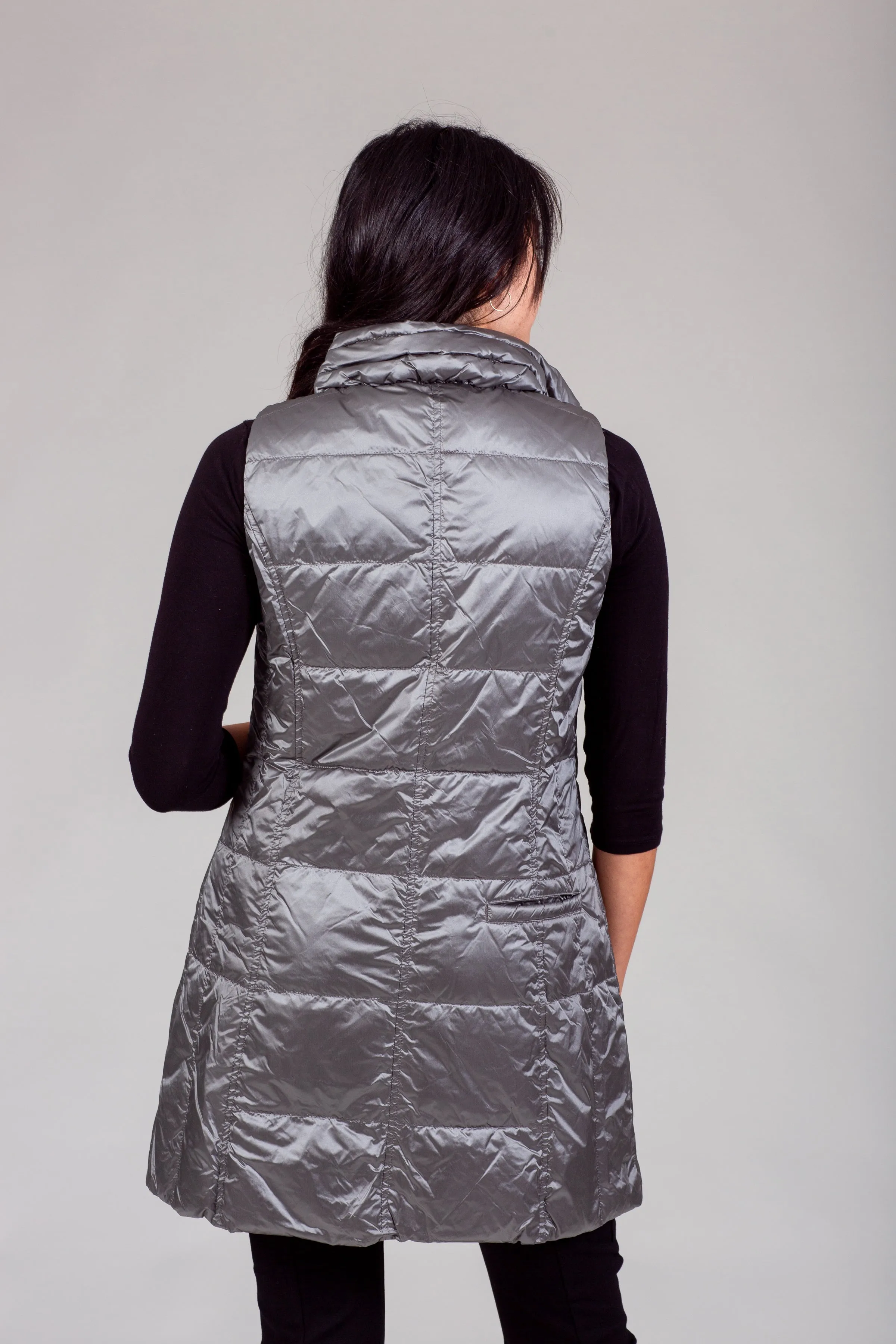 Long Metallic Down Vest