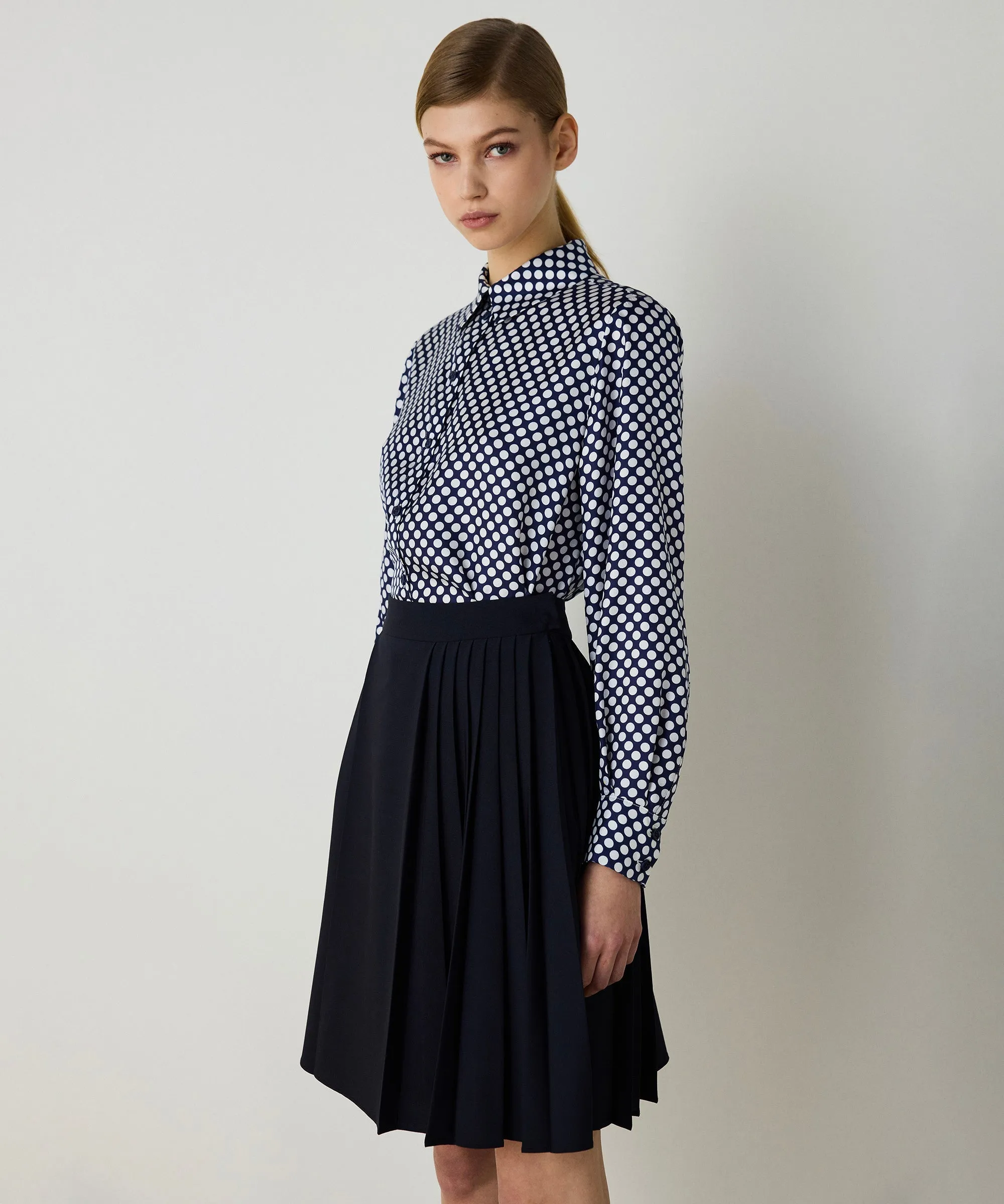 Machka Pleated Skirt Navy