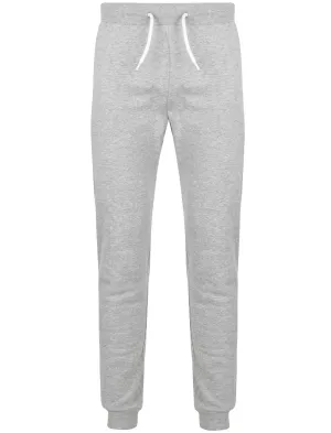 Mast Brush Back Fleece Cuffed Joggers In Light Grey Marl - South Shore