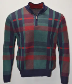 Men's 100% Baby Alpaca Tartan Plaid 1/4 Zip