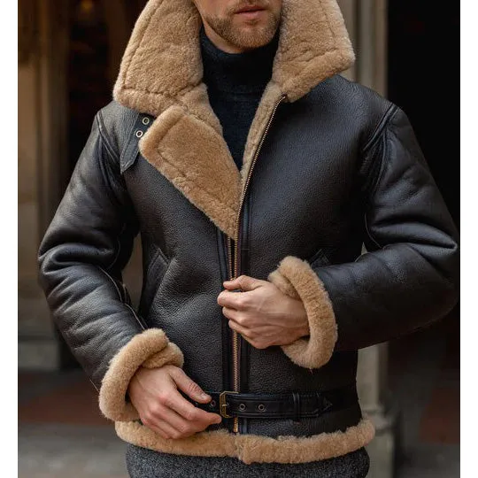 Men's B3 RAF Aviator Sheepskin Shearling Fur Jacket