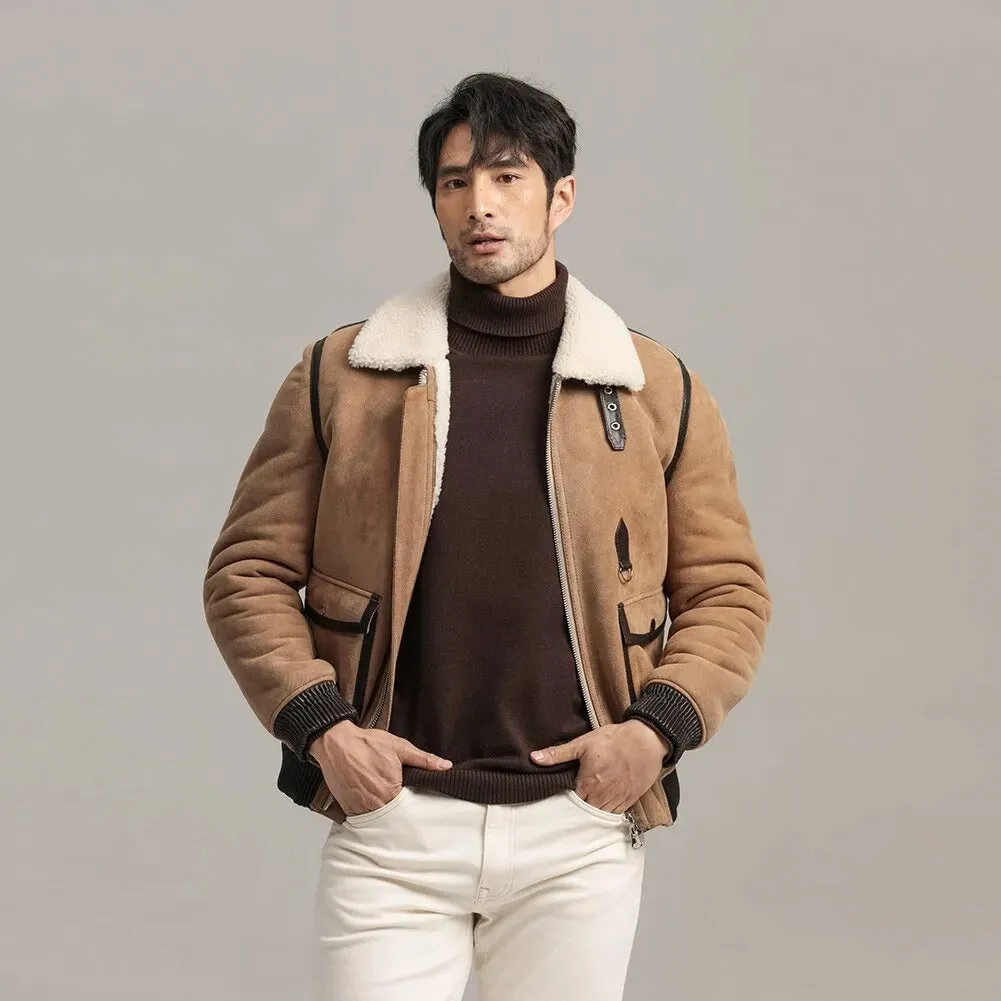 Men's Brown Sheepskin Shearling Leather Jacket