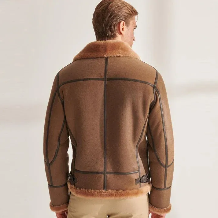 Men's Camel Brown B3 Shearling Aviator Jacket