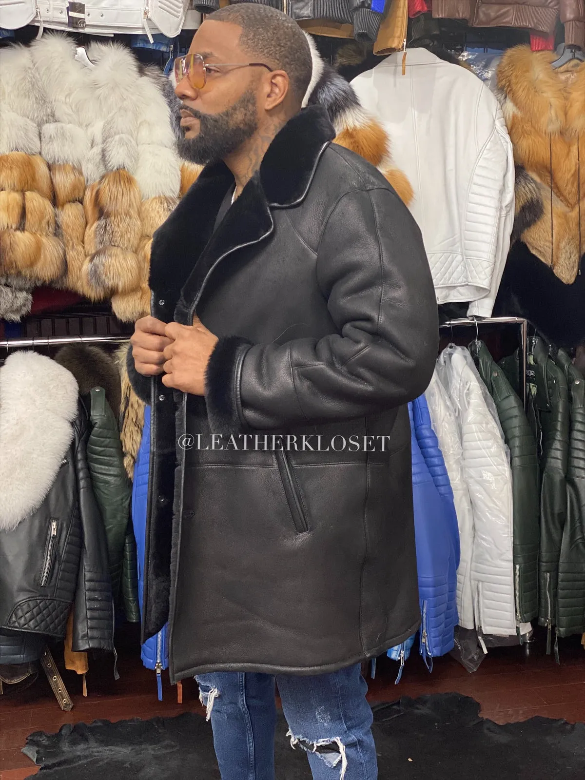 Men's Sheepskin Shearling Car Coat