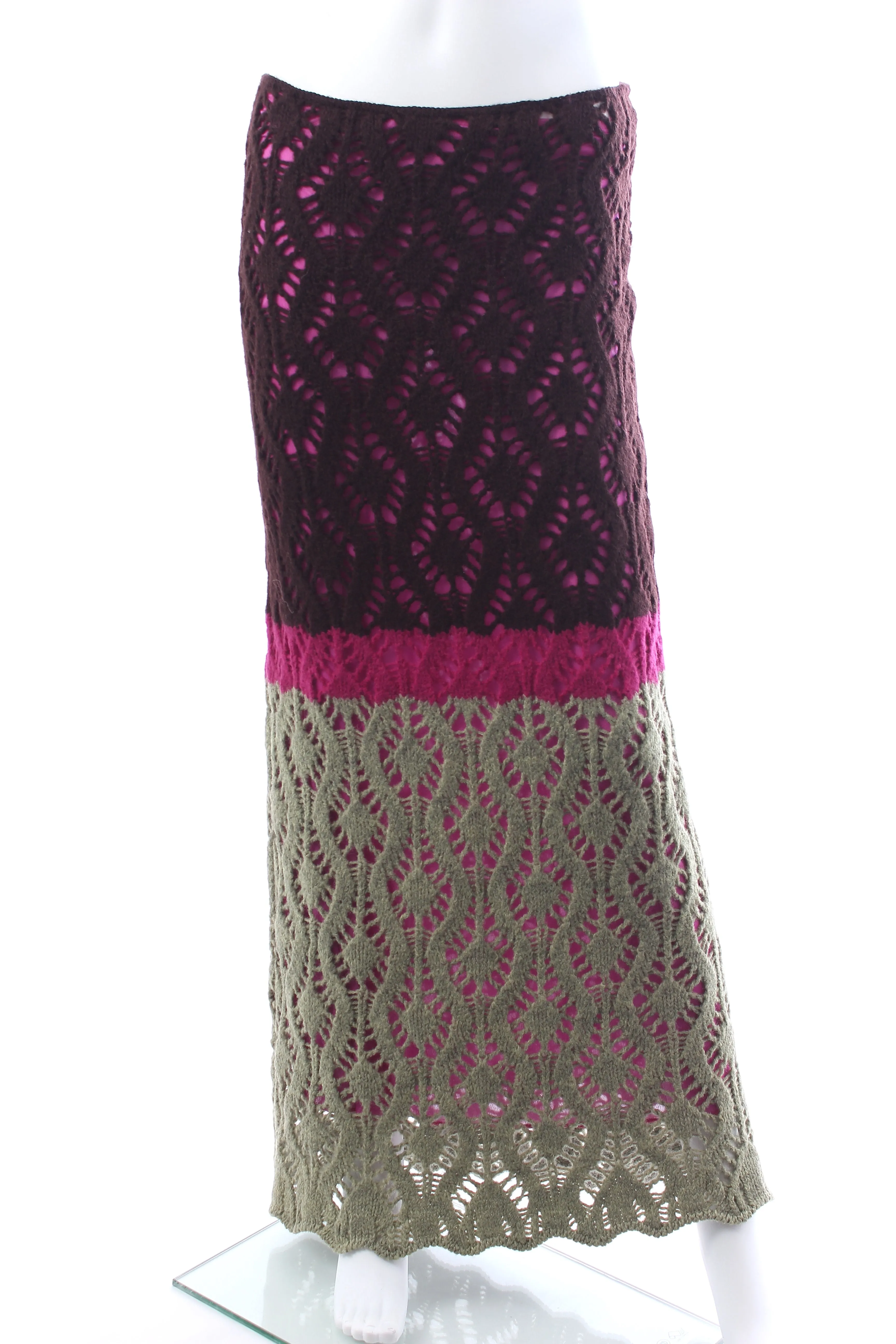 Missoni Wool Colour-Block Crochet Knit Maxi Skirt