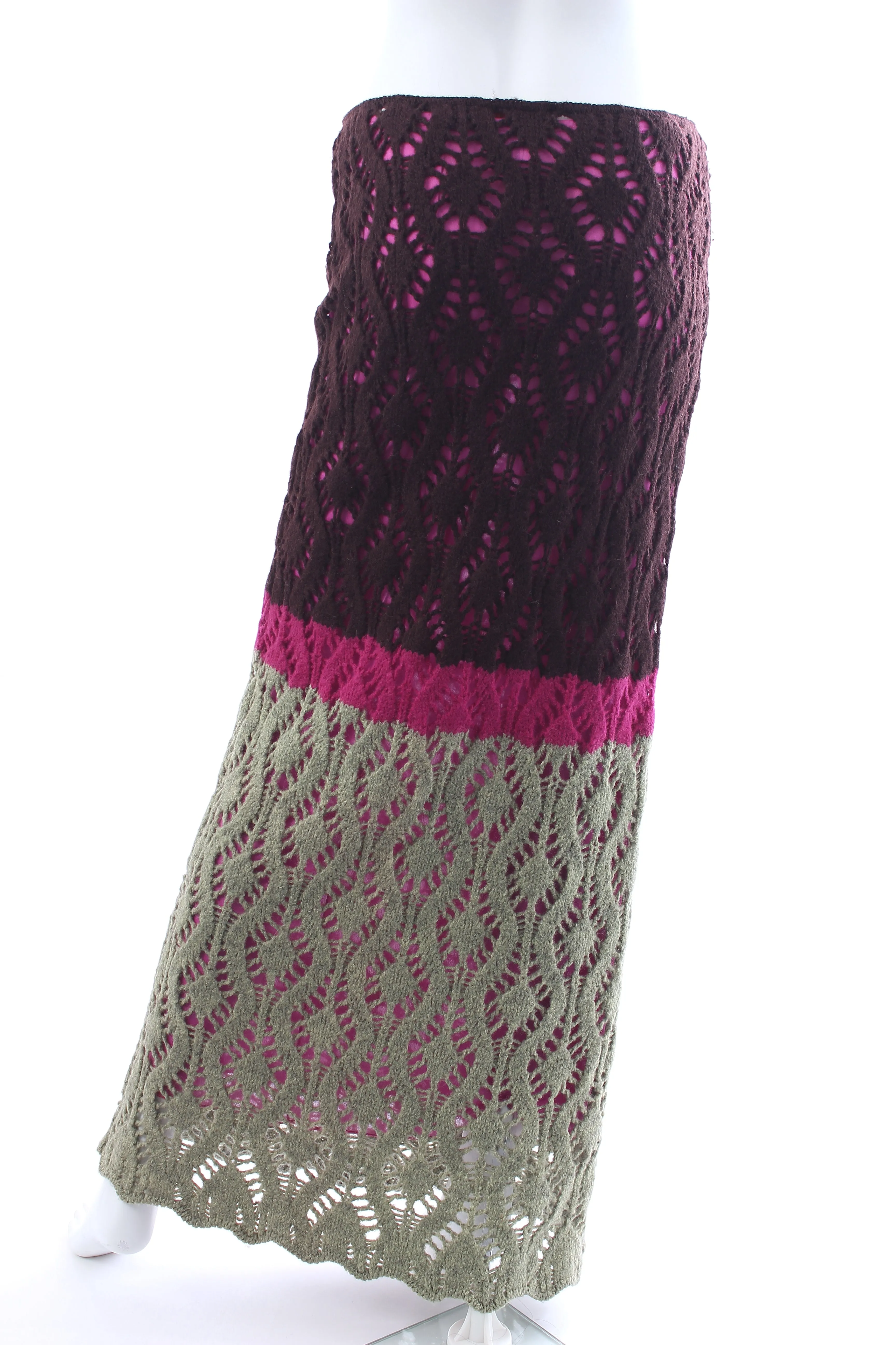 Missoni Wool Colour-Block Crochet Knit Maxi Skirt