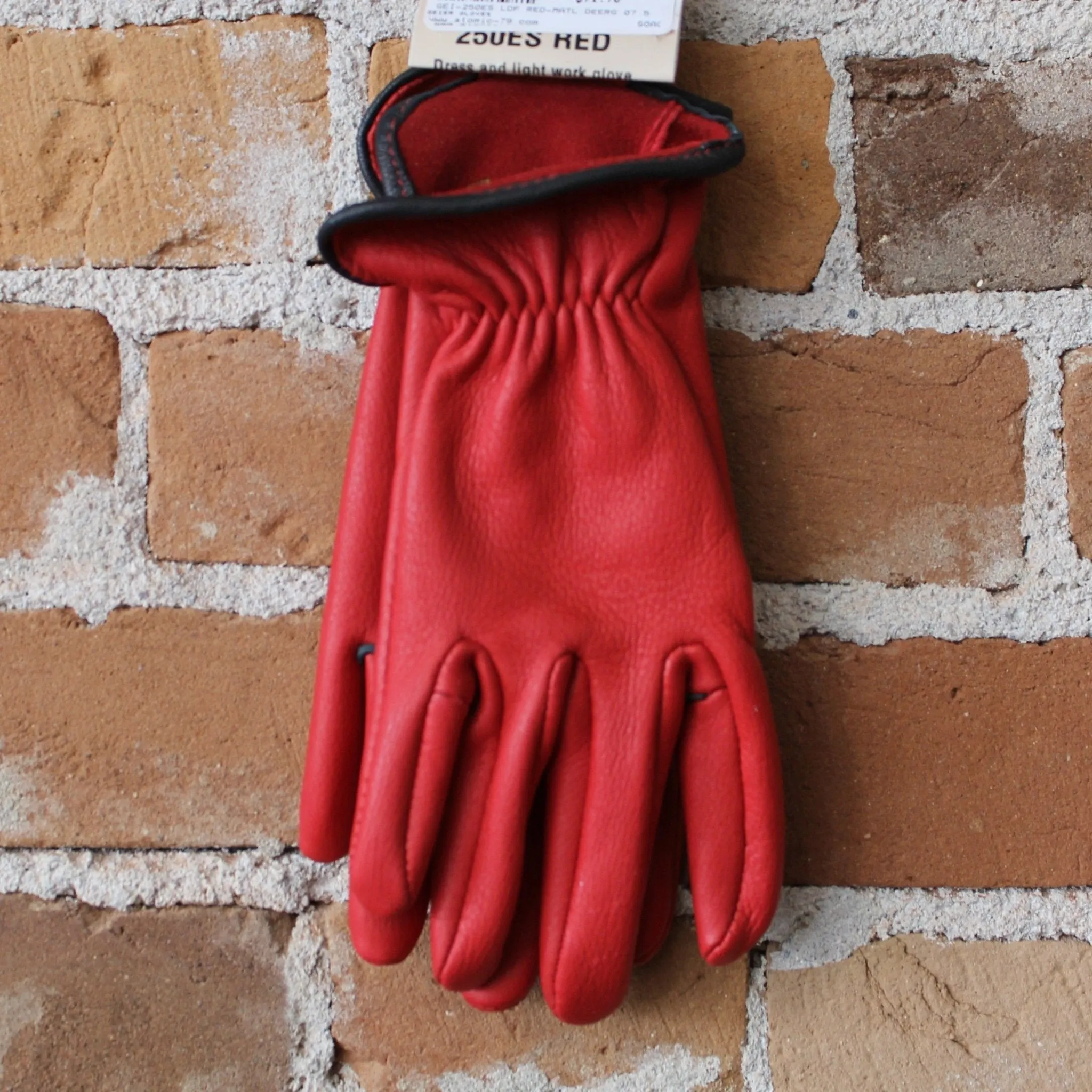 Nordic Fleece Lined Deerskin Work Gloves In Red