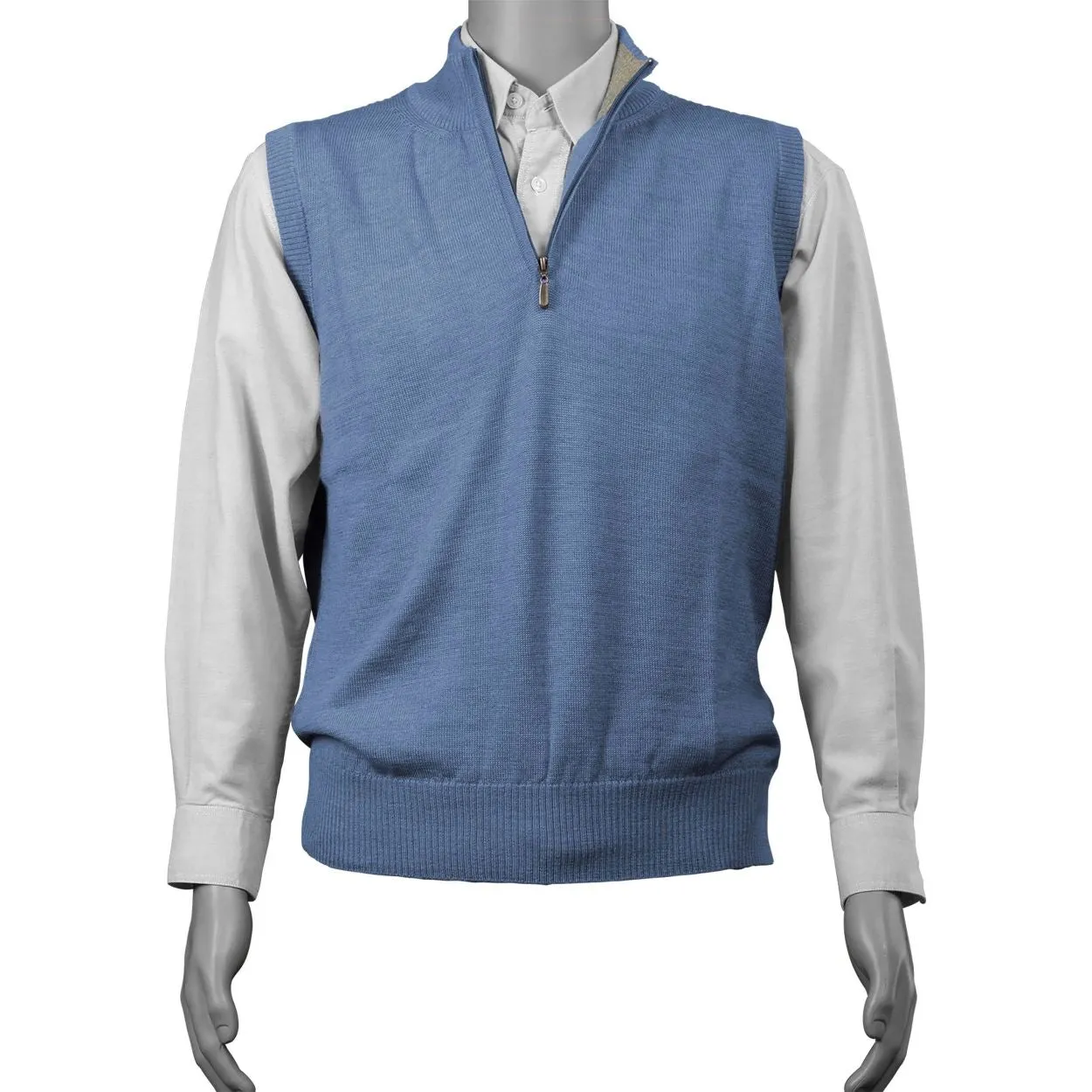 Royal Alpaca Half-Zip Mock Neck Sweater Vest in Coastal Heather by Peru Unlimited