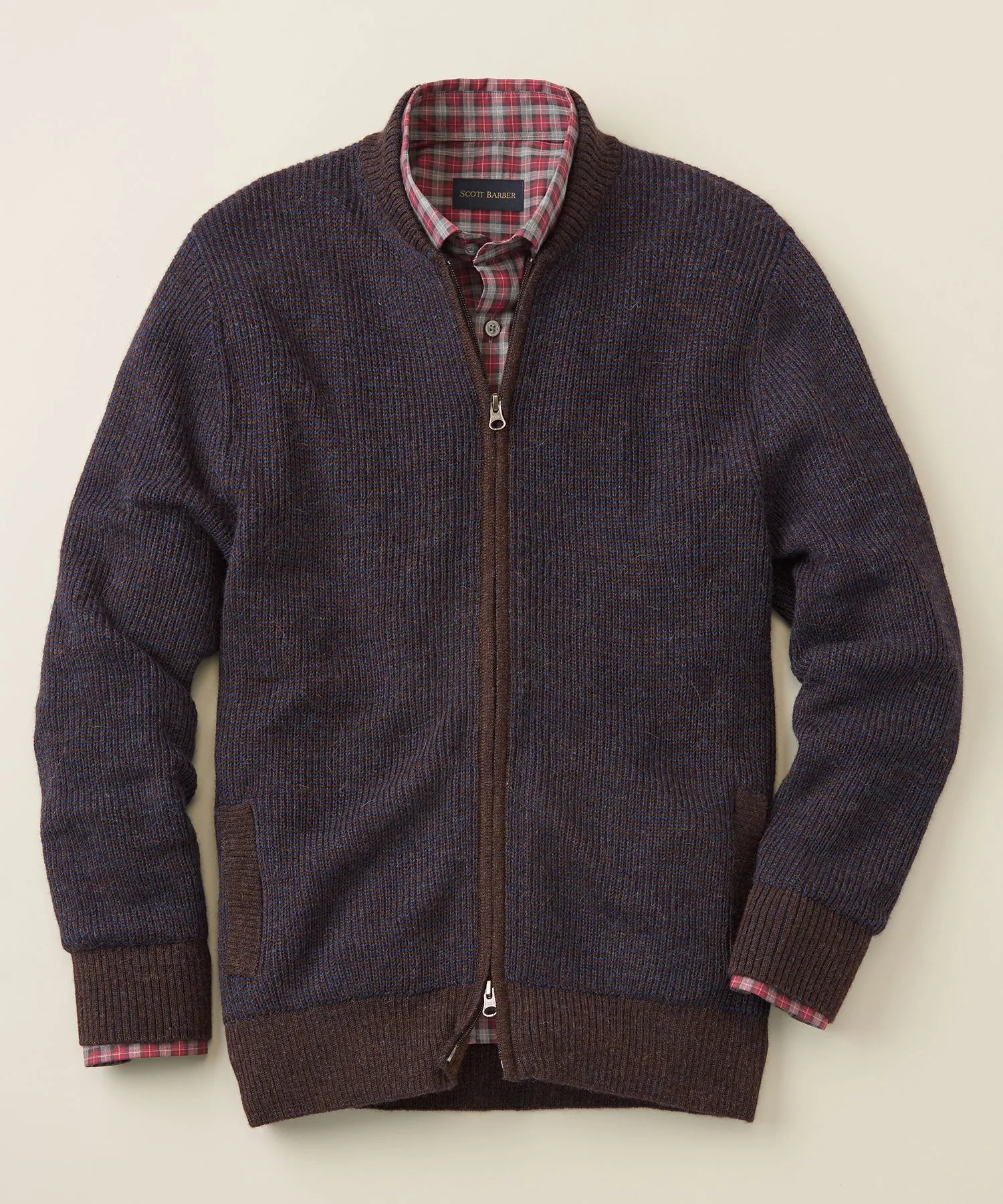 Royal Alpaca Houndstooth Full-Zip Cardigan