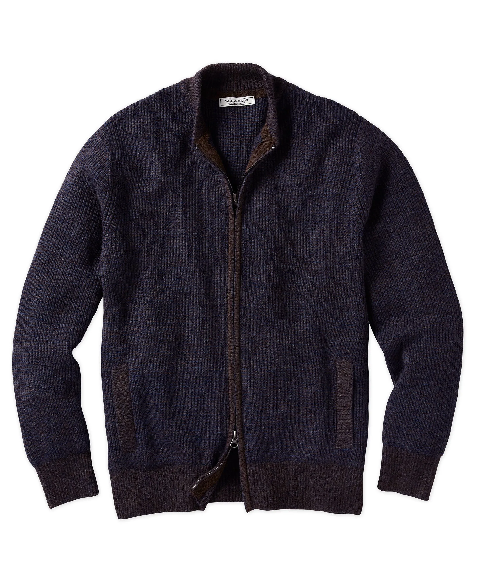 Royal Alpaca Houndstooth Full-Zip Cardigan