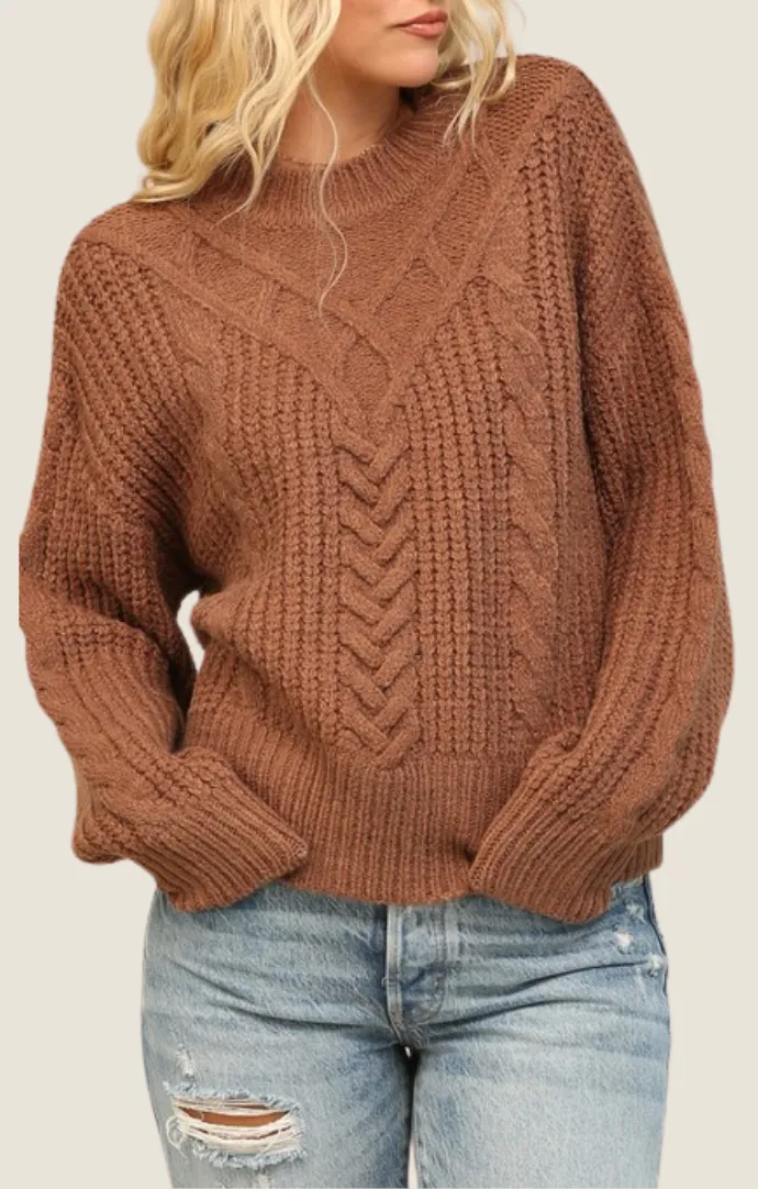 Shandi Terracotta Cable Knit Sweater