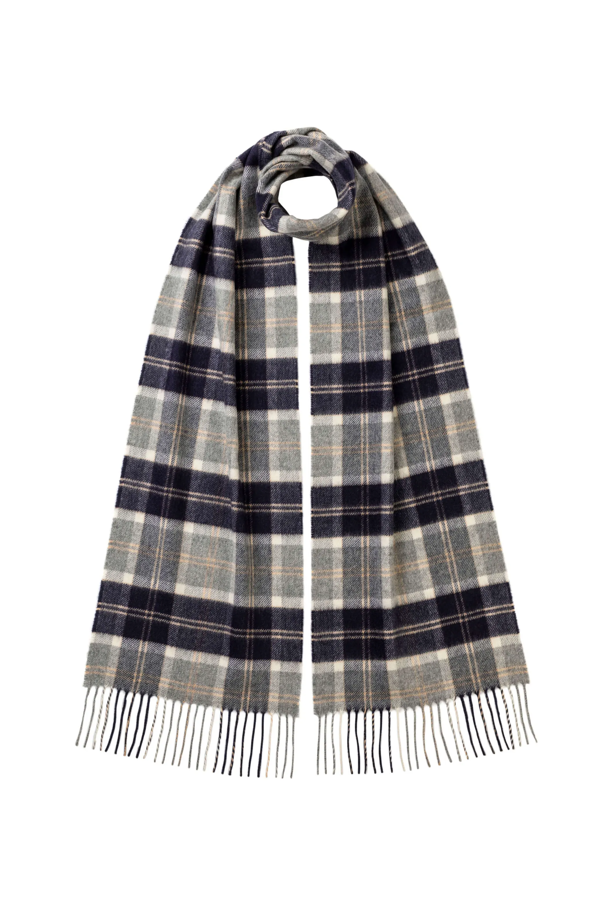 Silver Bannockbane Tartan Cashmere Scarf