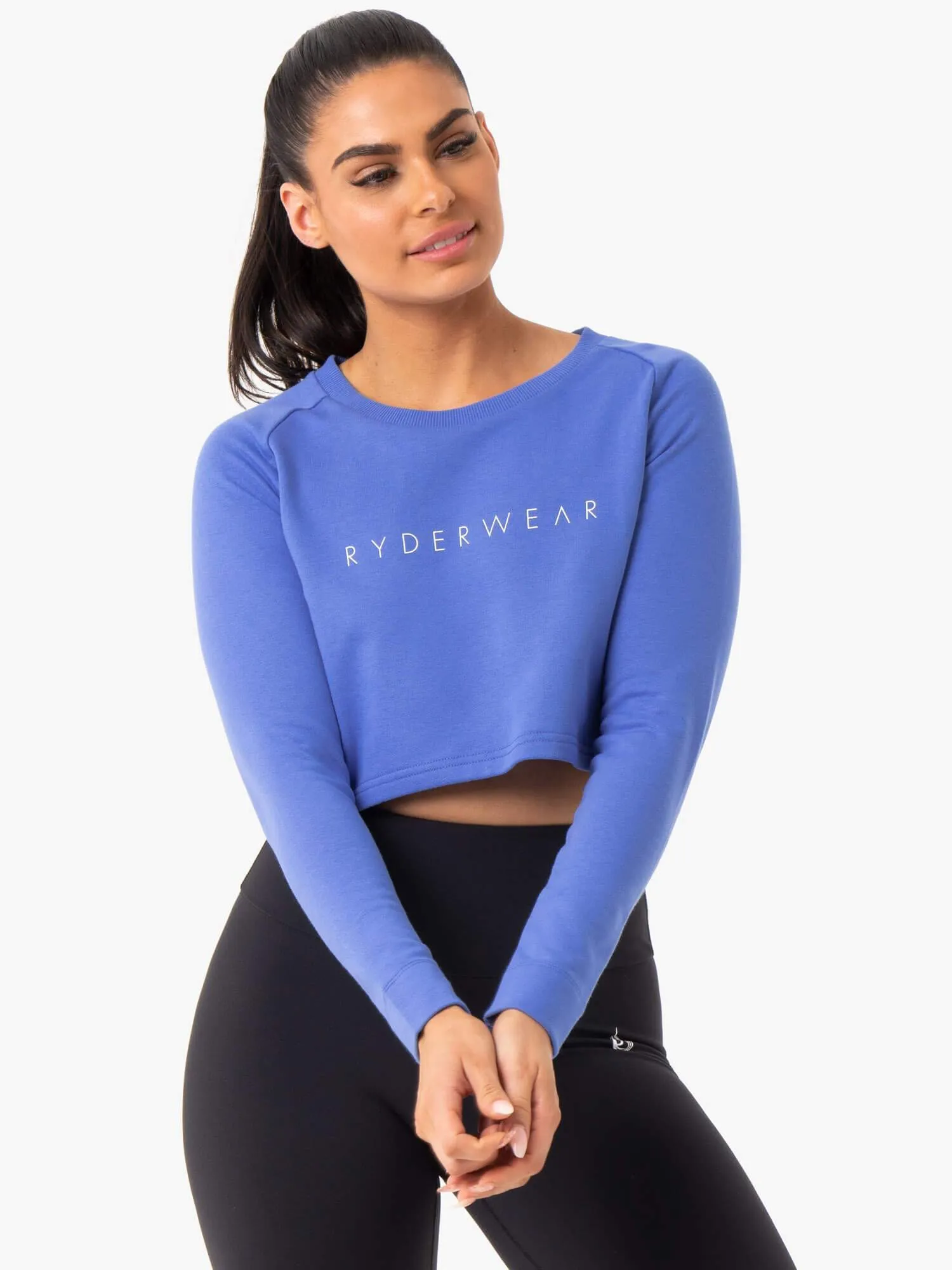 Staples Cropped Sweater - Iris Blue