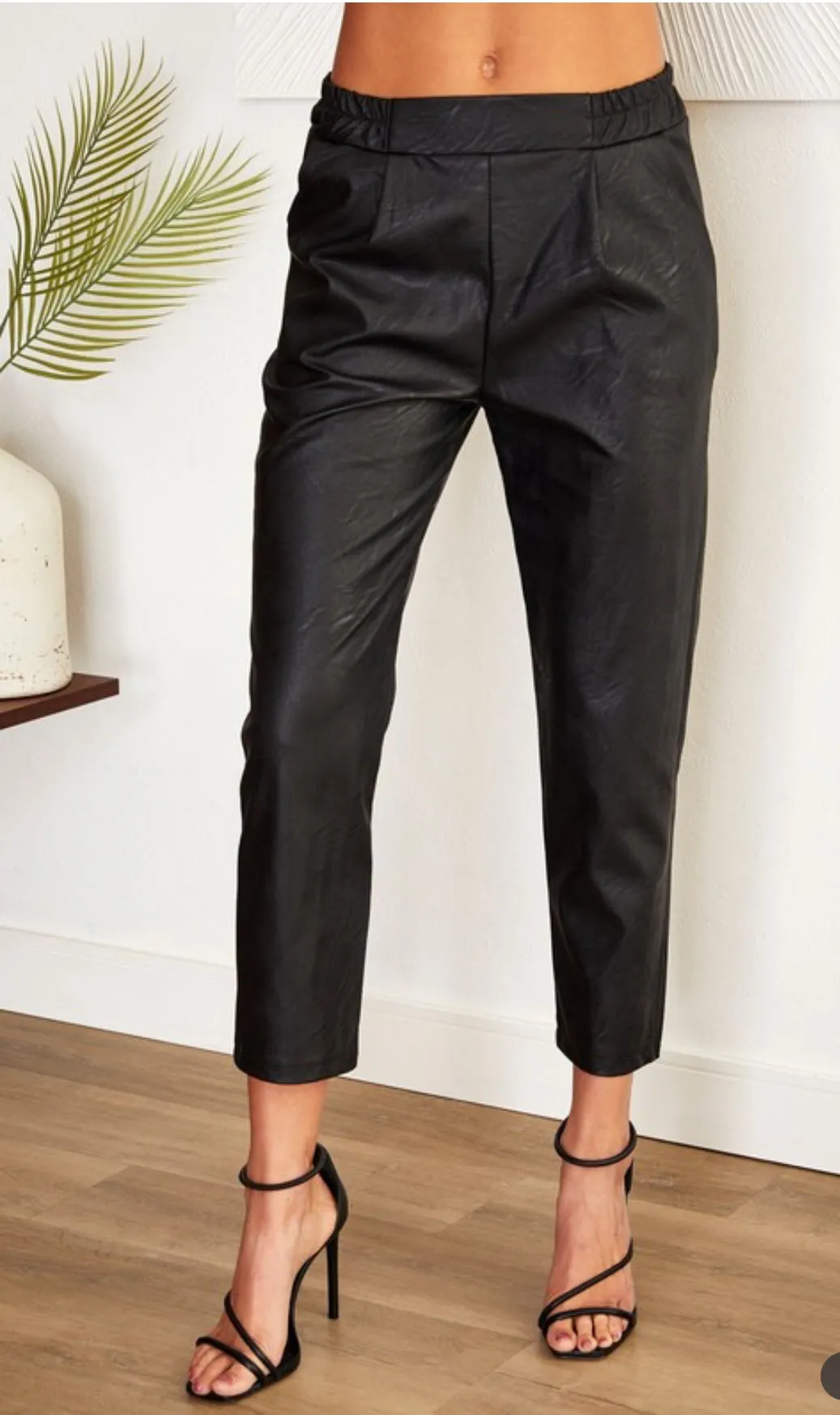 Venti black faux leather pants