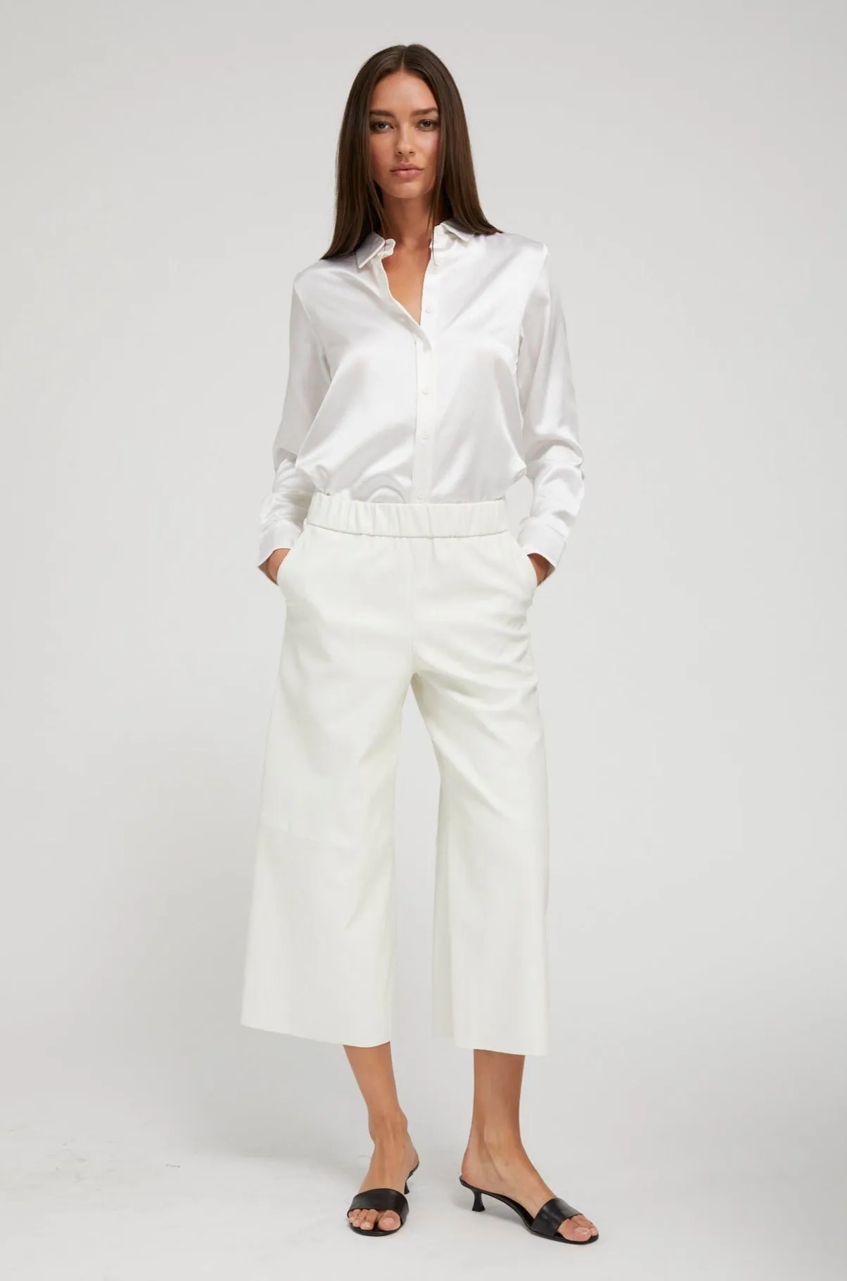 White Leather Culotte