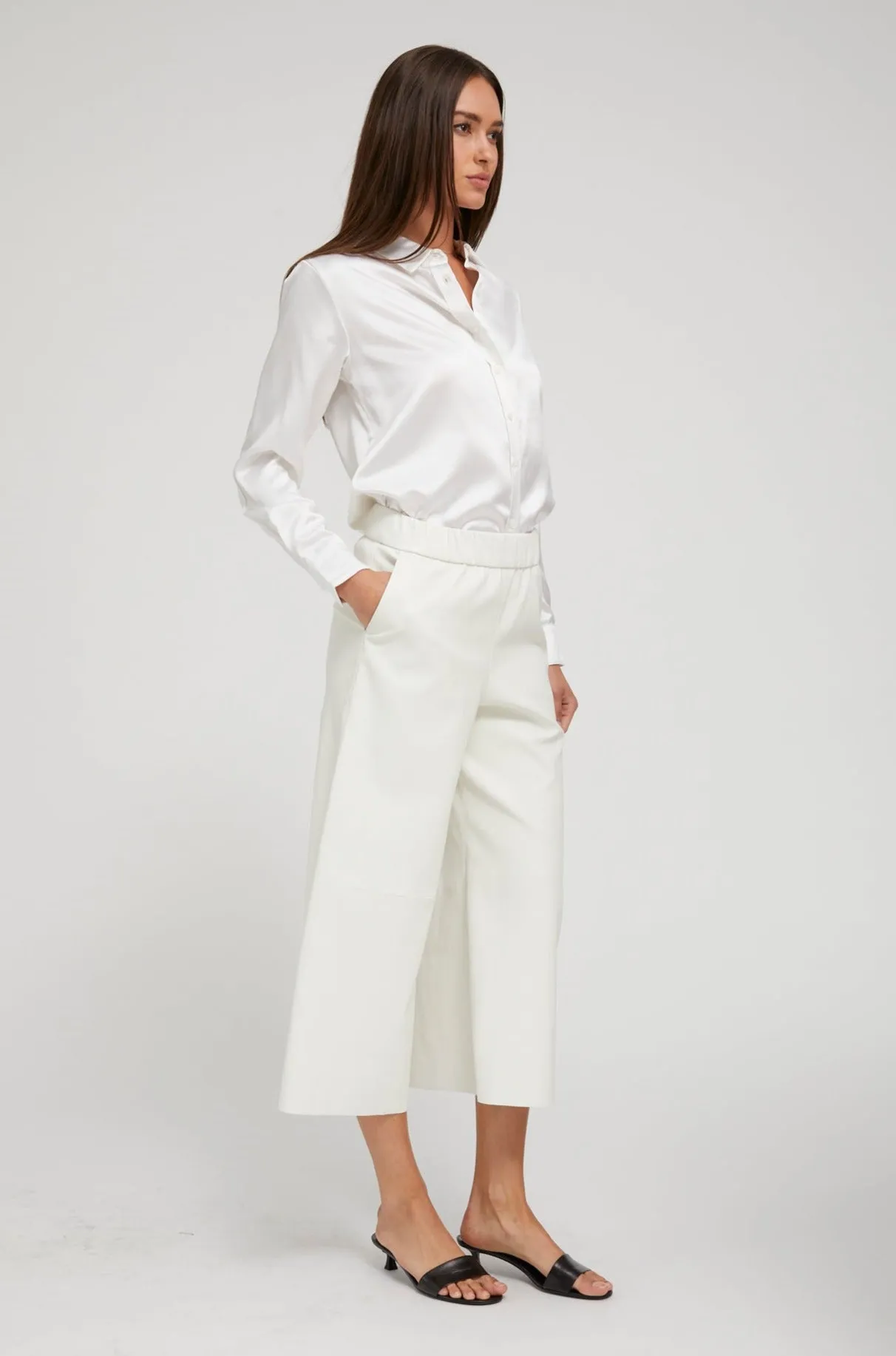 White Leather Culotte