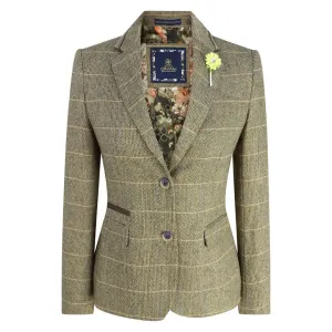 Women Classic Tweed Herringbone Check Tan Brown Slim Fit Vintage peaky blinders