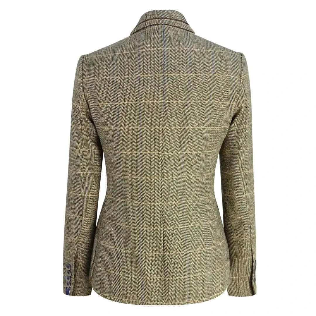 Women Classic Tweed Herringbone Check Tan Brown Slim Fit Vintage peaky blinders