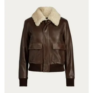 Women's Aviator Sheepskin Shearling Motorbike Leather Bomber Jacket