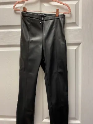 Zara Black Faux Leather Pants Sz S NWT